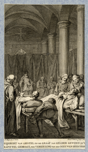 39481 Afbeelding van Gijsbrecht II van Amstel en graaf Gerhard III van Gelre, beiden gewond en gevangen genomen na de ...